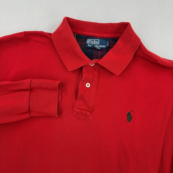 Polo Ralph Lauren Other - Polo Ralph Lauren Mens L Long‎ Sleeve Pique Polo Red Preppy Casual Ivy